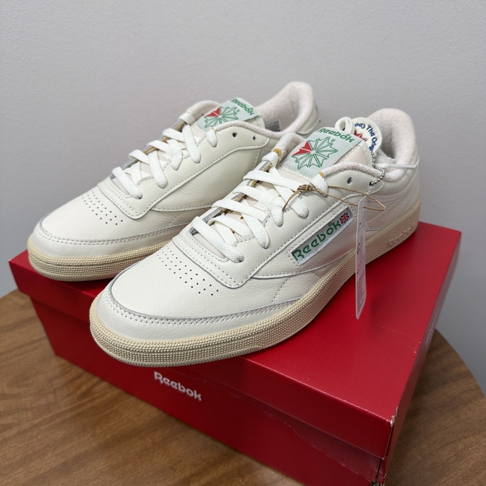 Men Reebok Club C 85 Vintage Shoes Sneakers Chalk White Green Sz 10.5 100000317